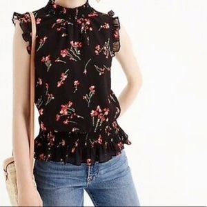 J. Crew Sleevless Mock Neck Smocked Top, Size 4